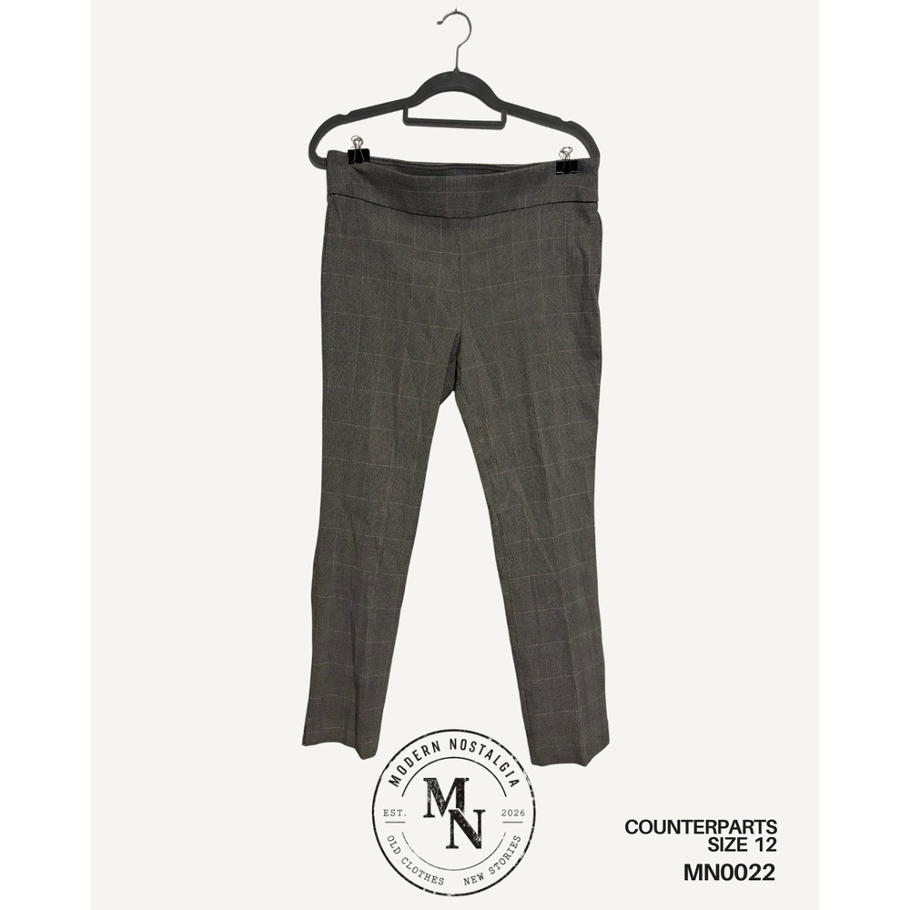 Counterparts Women's Size 12 Gray White Plaid Ankle Dress Pants Workwear